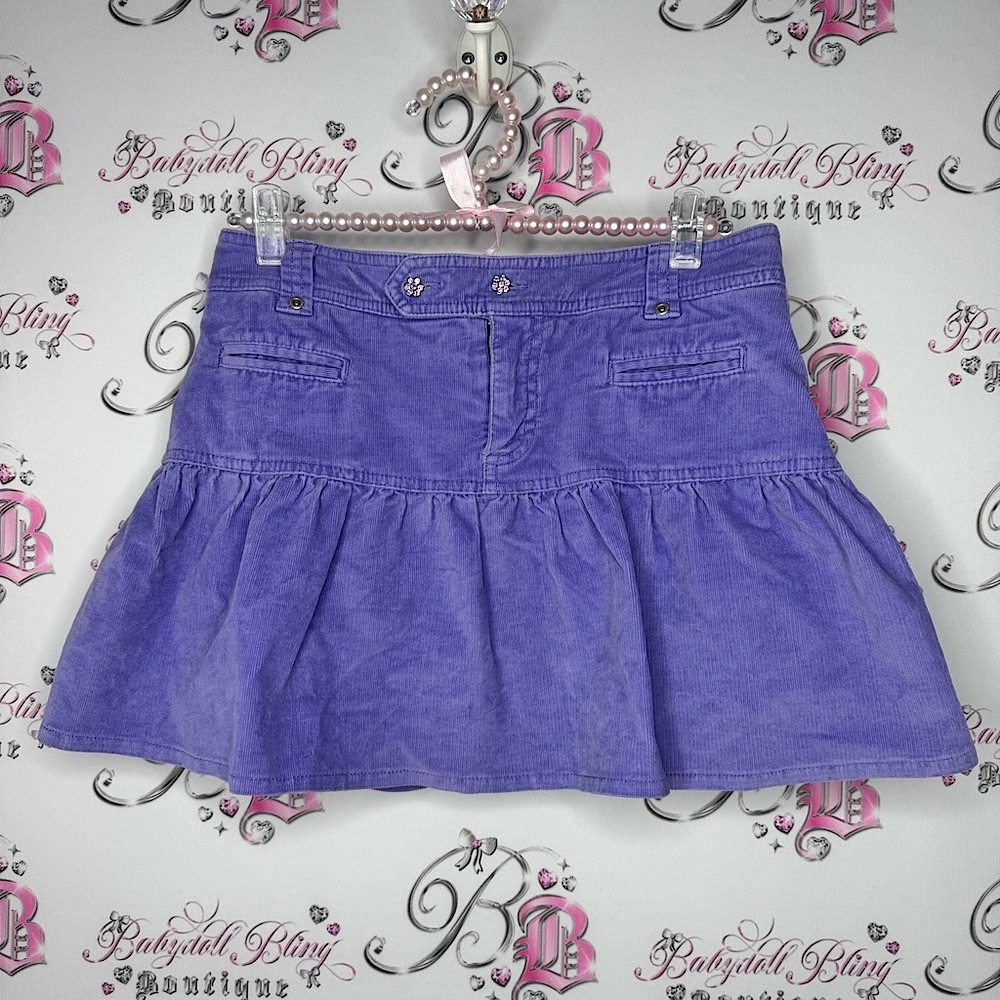 Limited too skirt skort ruffle frilly rhinestone flower buttons Purple Skirt